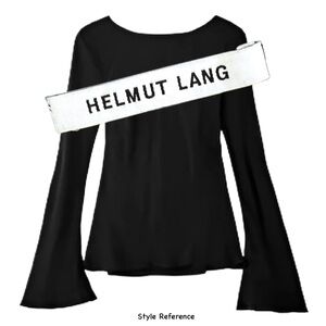 HELMUT LANG Black Flared Long Sleeve Modal Jersey Top size Large